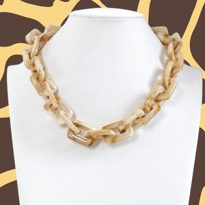 Creamy Latte Marbled PVC ANCHOR LINK Statement Necklace